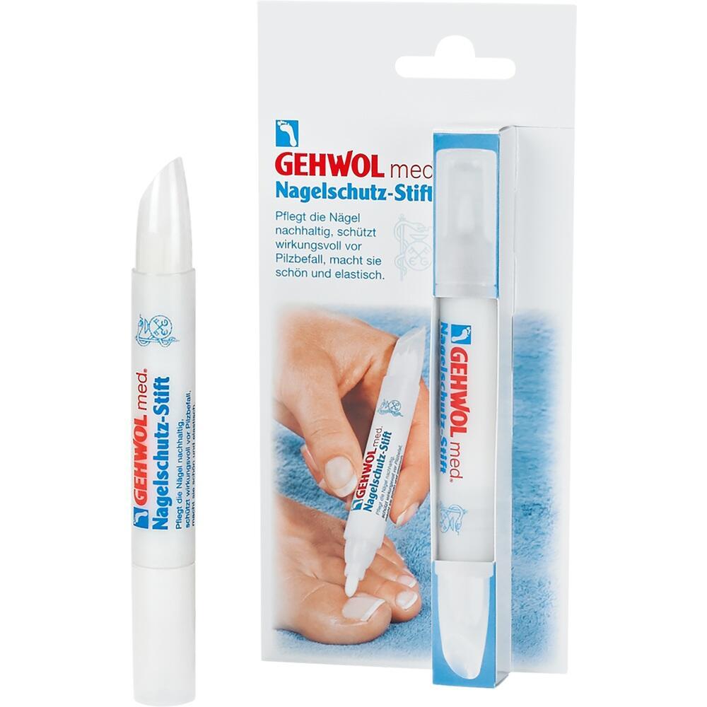 Nagelpflege-Stift und Verpackung mit Anwendungsbild für Nägel.