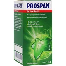 Grüne Packung von Prospan Hustensaft mit einem Efeublatt auf der Vorderseite.